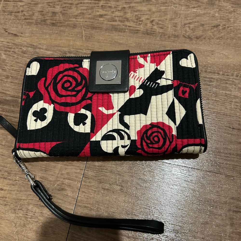 Vera Bradley Black and Red Floral Wristlet